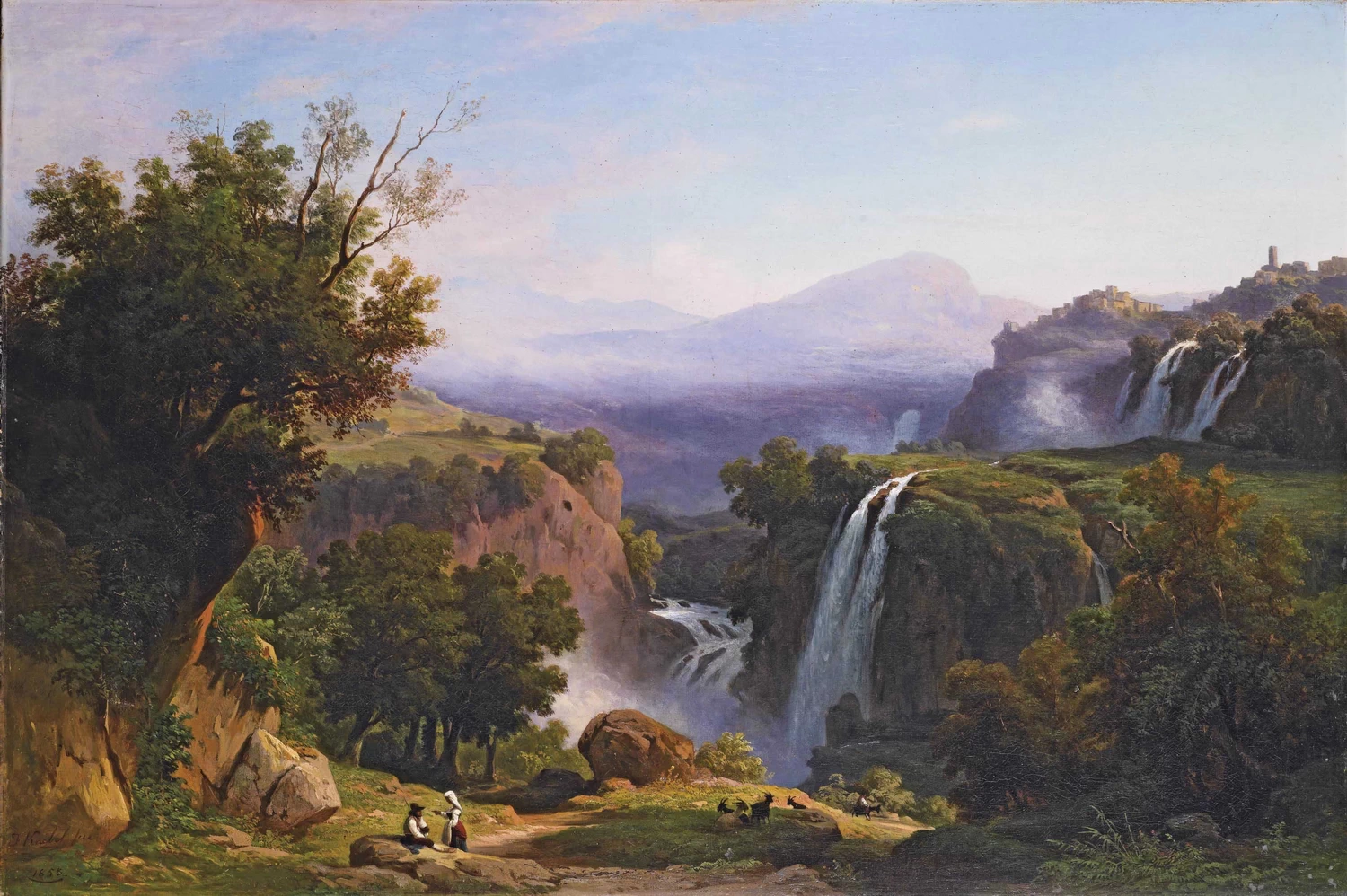 Paesaggio fluviale con lavandaie e pastori